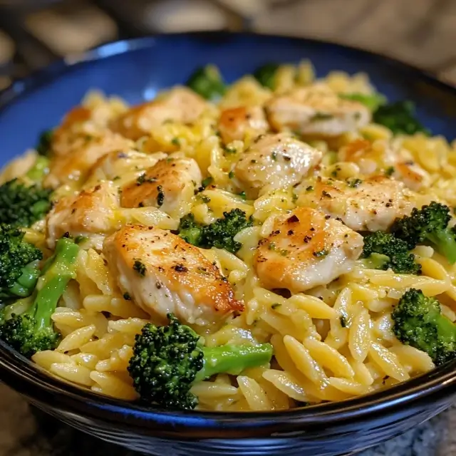 Cheesy Chicken Broccoli Orzo