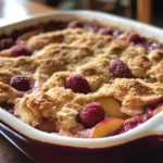 Easy peach and raspberry cobbler recipe perfect for busy weeknights.