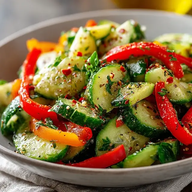 Cucumber Bell Pepper Salad Bursting with Flavor You Won't Resist