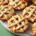 Bite-sized apple pie cookies with flaky crust, cinnamon-sugar topping, and a drizzle of caramel - the perfect fall treat.