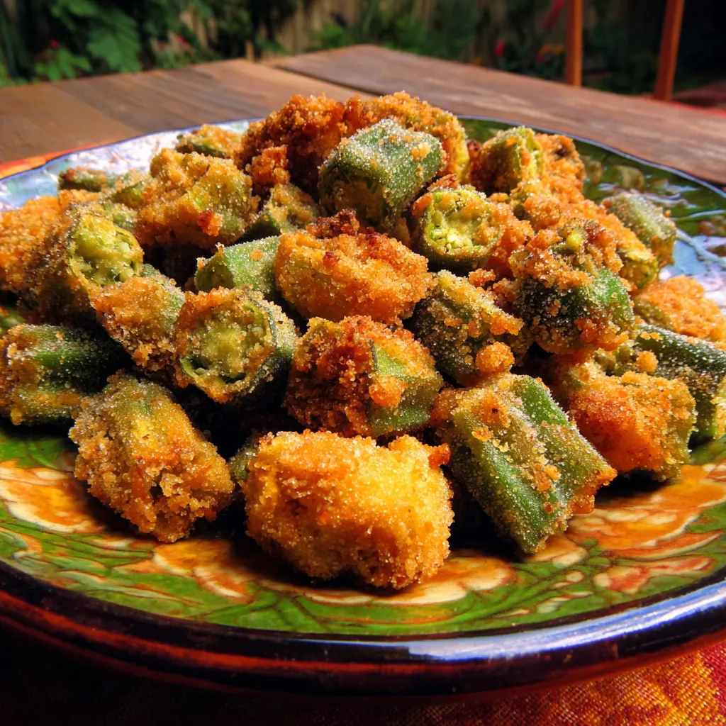 Crispy cornmeal okra chips. Delicious, crunchy veggie snack.