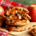 Gooey caramel apple cookies, close-up. Fall baking obsession!