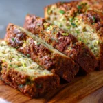 Keto zucchini bread slice. Moist, low-carb zucchini bread.