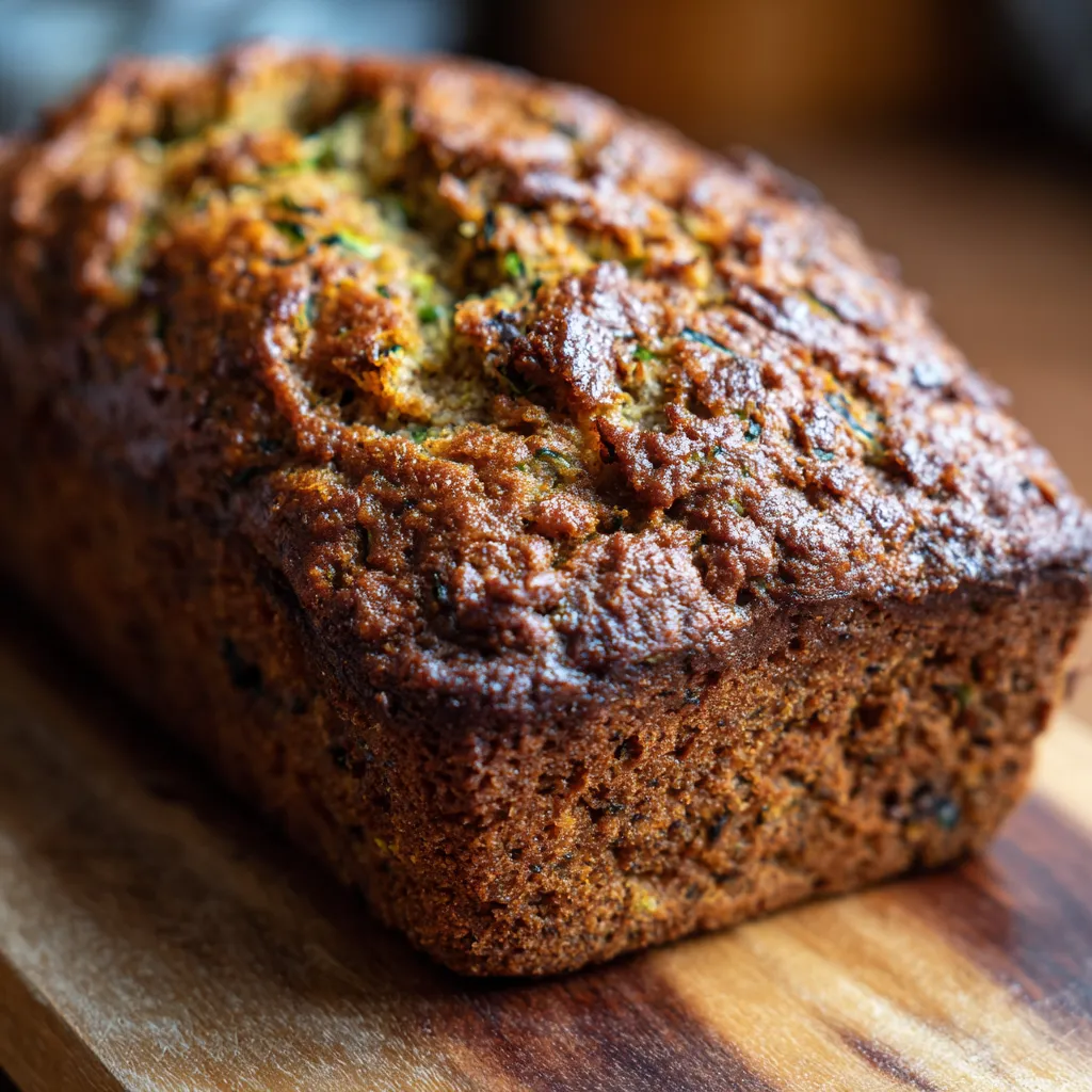 Moist pumpkin zucchini bread slice. Healthy fall baking recipe.