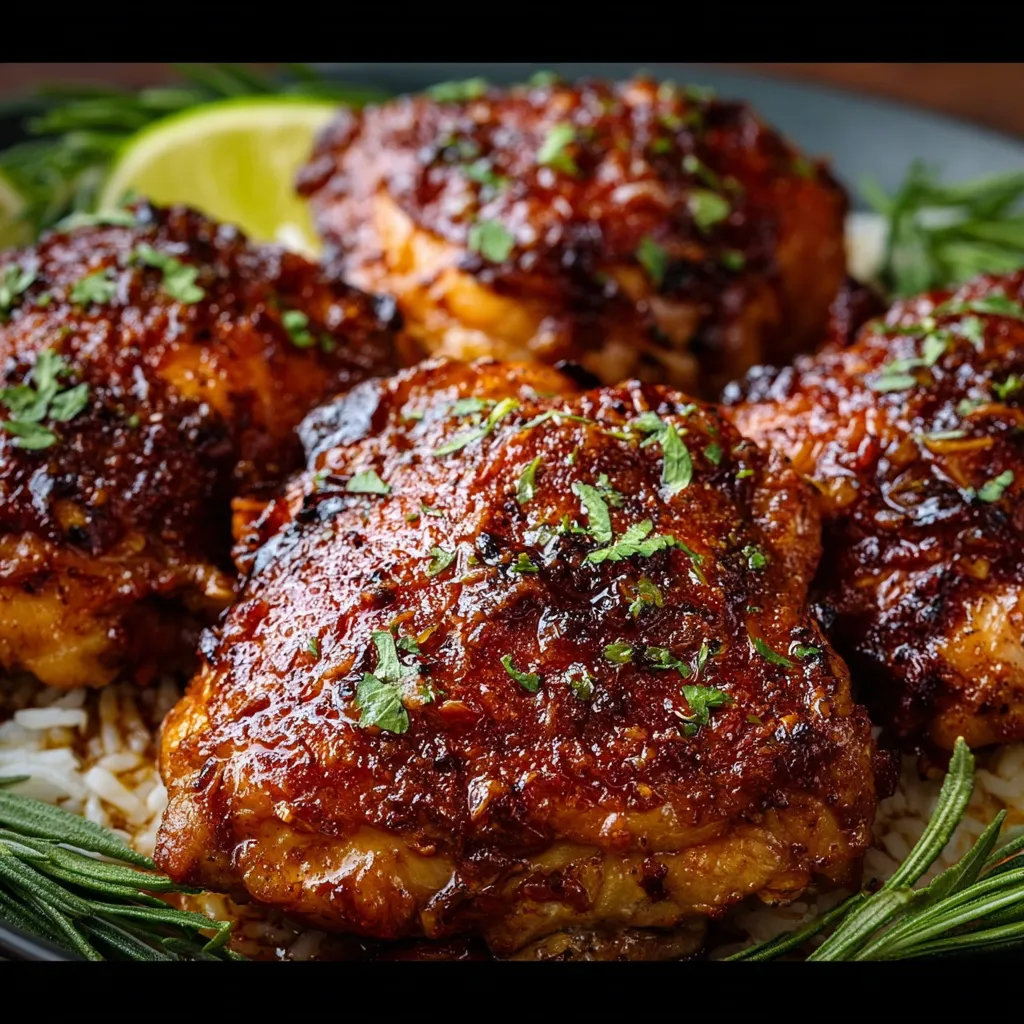 Slow cooker chicken thighs, juicy and flavorful.