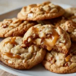 Chewy caramel apple cookies, close-up.
