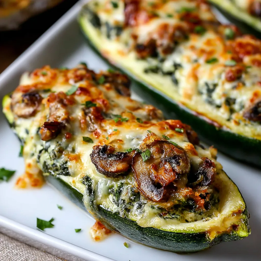 Mushroom Ricotta Zucchini Boats: Low-Carb & Delicious!