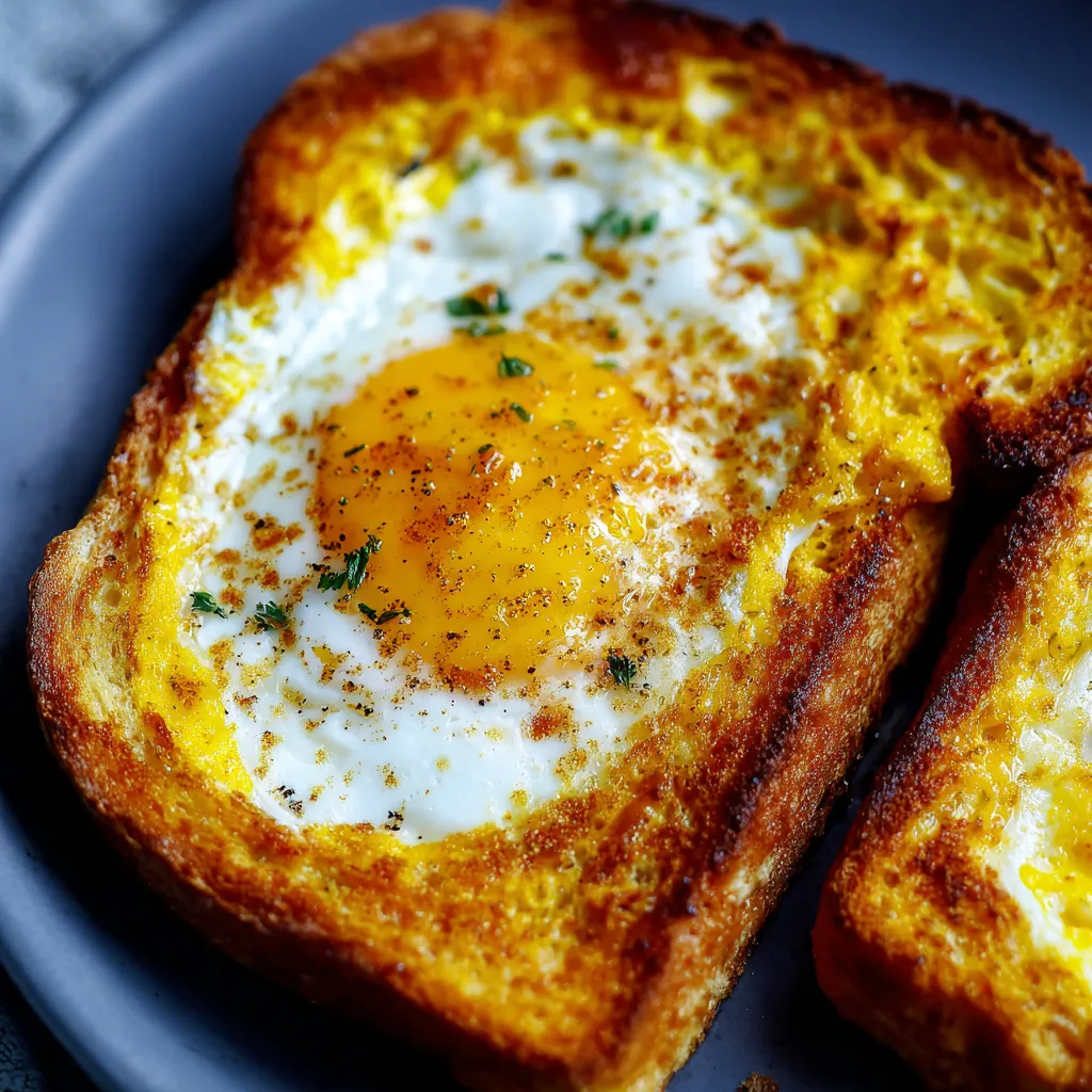 Air fryer egg and cheese toast, golden brown and cheesy. Second recipe step.
