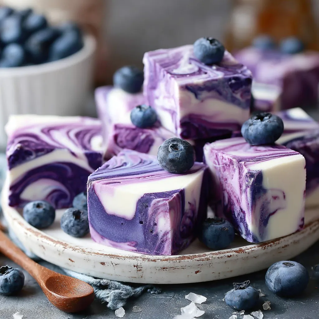 Blueberry swirl yogurt bites, a healthy & delicious snack.