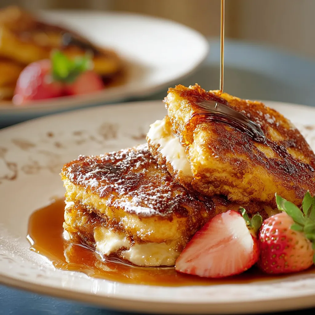 Crème brûlée French toast: Golden, caramelized breakfast treat.