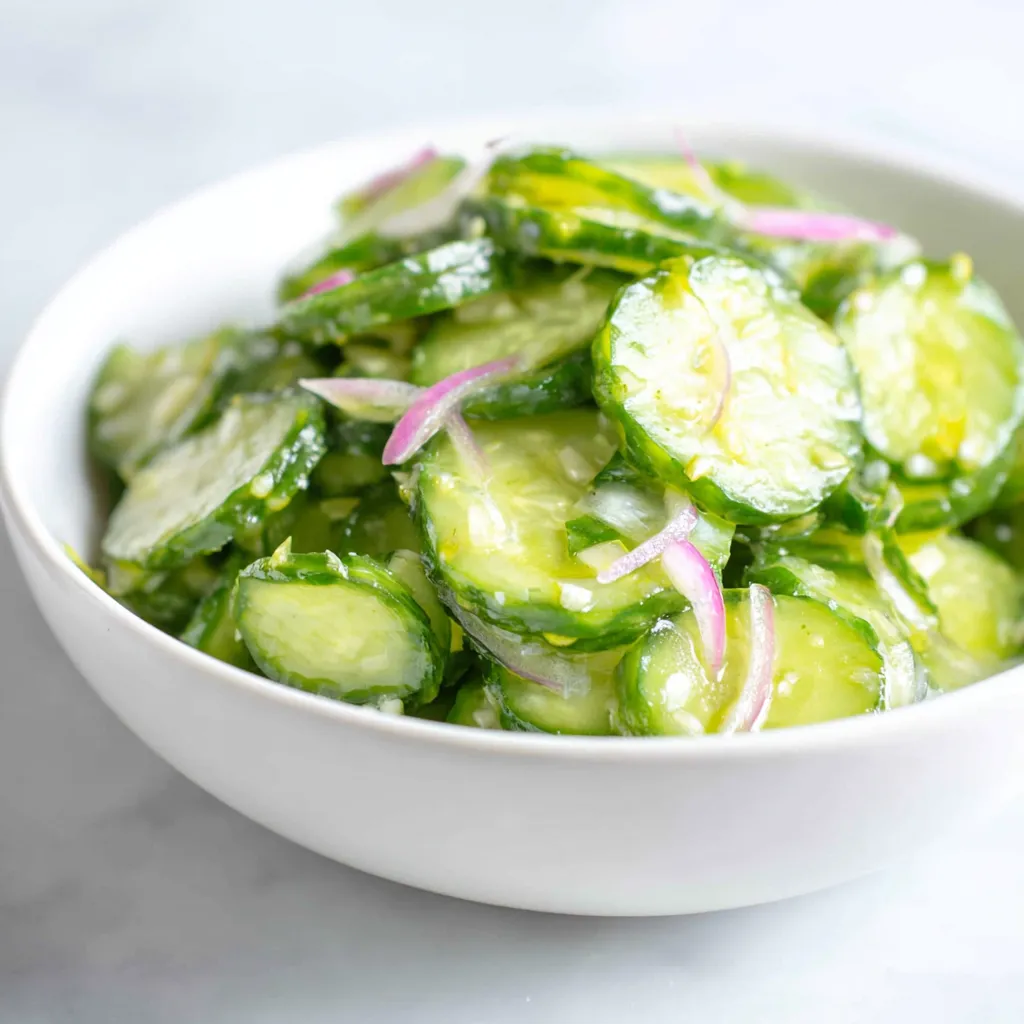 Fresh cucumber slices in a bowl, ready for healthy snacking.