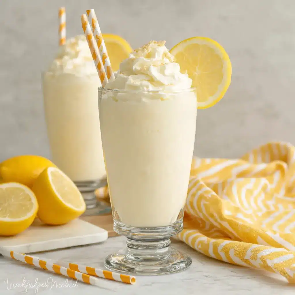 Creamy copycat Chick-fil-A frosted lemonade in a glass.