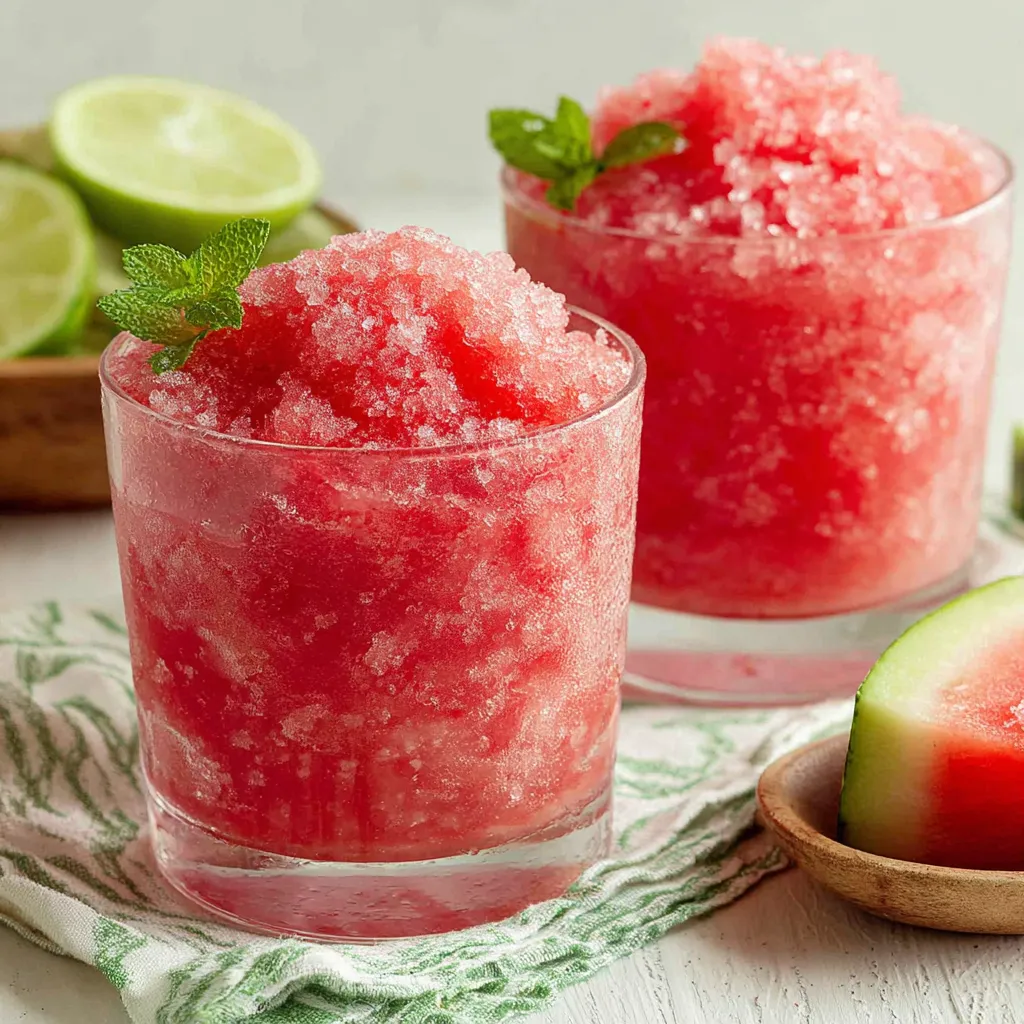 Frozen watermelon cubes with lime. Refreshing summer treat.