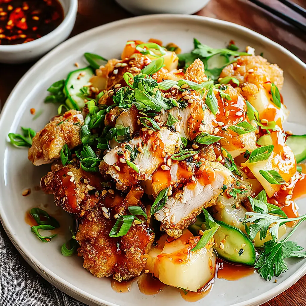 Kohlrabi chicken stir-fry. Close-up of the flavor-packed dish.