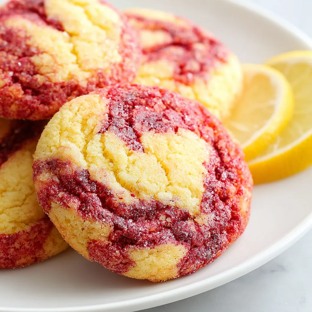 Close-up of a freshly baked lemon raspberry cookie.