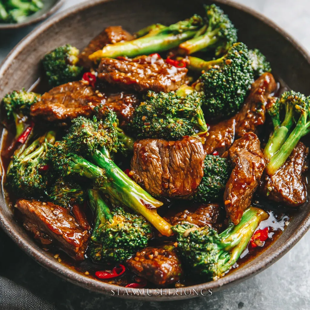 One-pan beef and broccoli stir-fry. Easy Chinese take-out recipe.