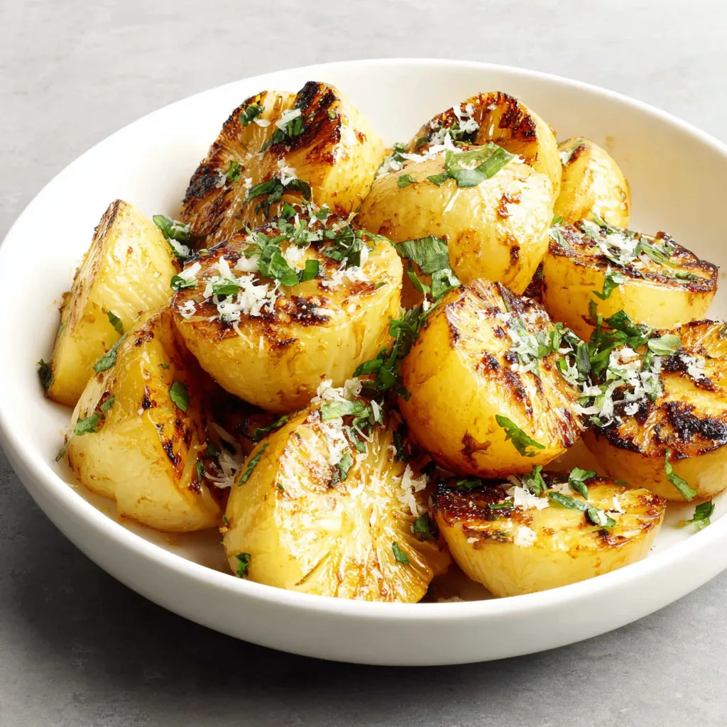 Roasted kohlrabi with parmesan cheese on a baking sheet. Simple, delicious recipe!