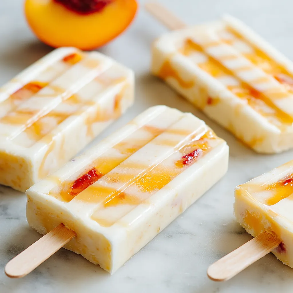 Peaches and cream popsicles, a refreshing summer treat.