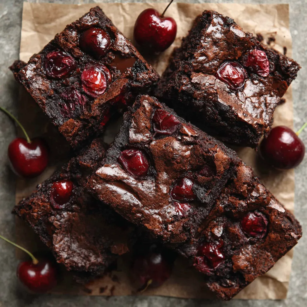 Fudgy roasted cherry brownies, perfect for dessert.