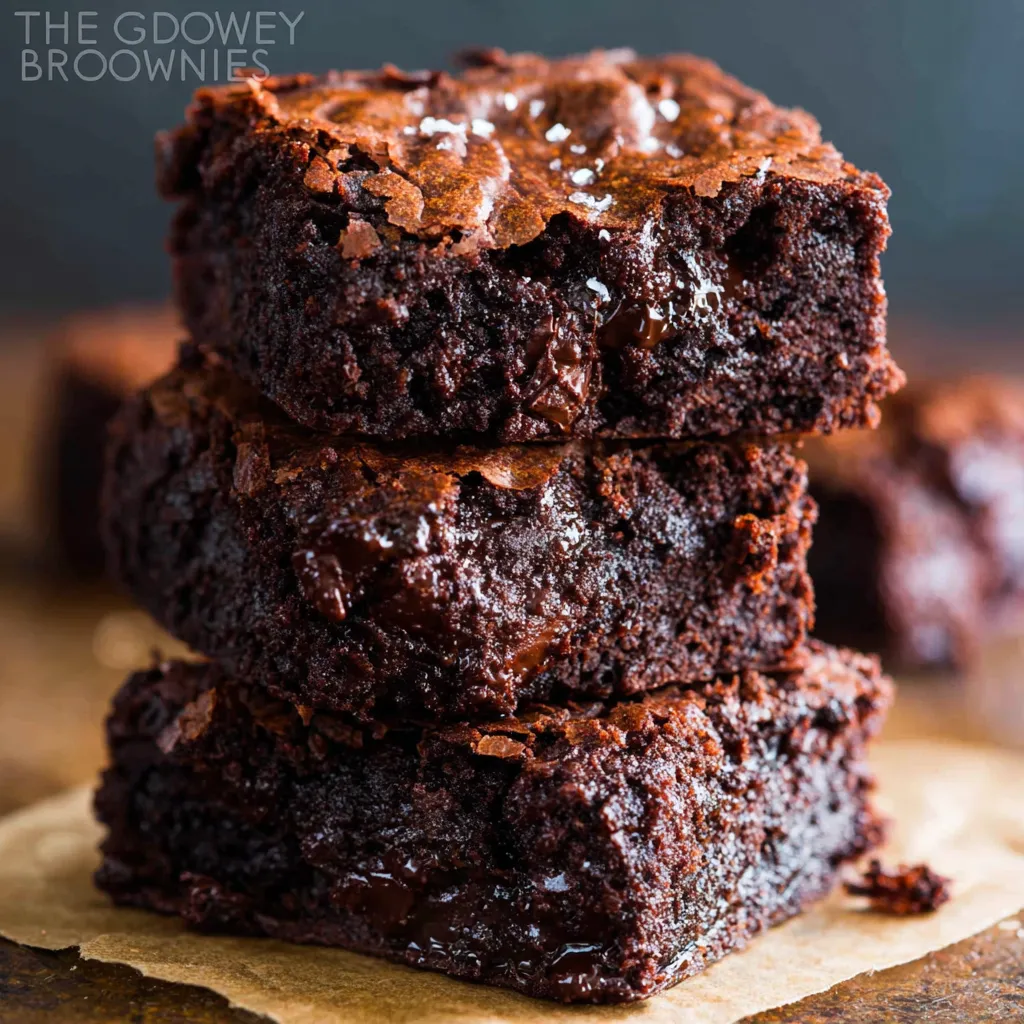 Close-up of rich, fudgy brownies with chocolate chips. Decadent brownie boost!