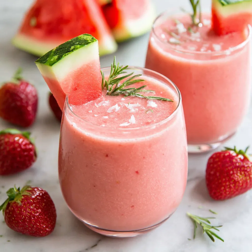 Watermelon slushie in glass. Refreshing, healthy summer drink.
