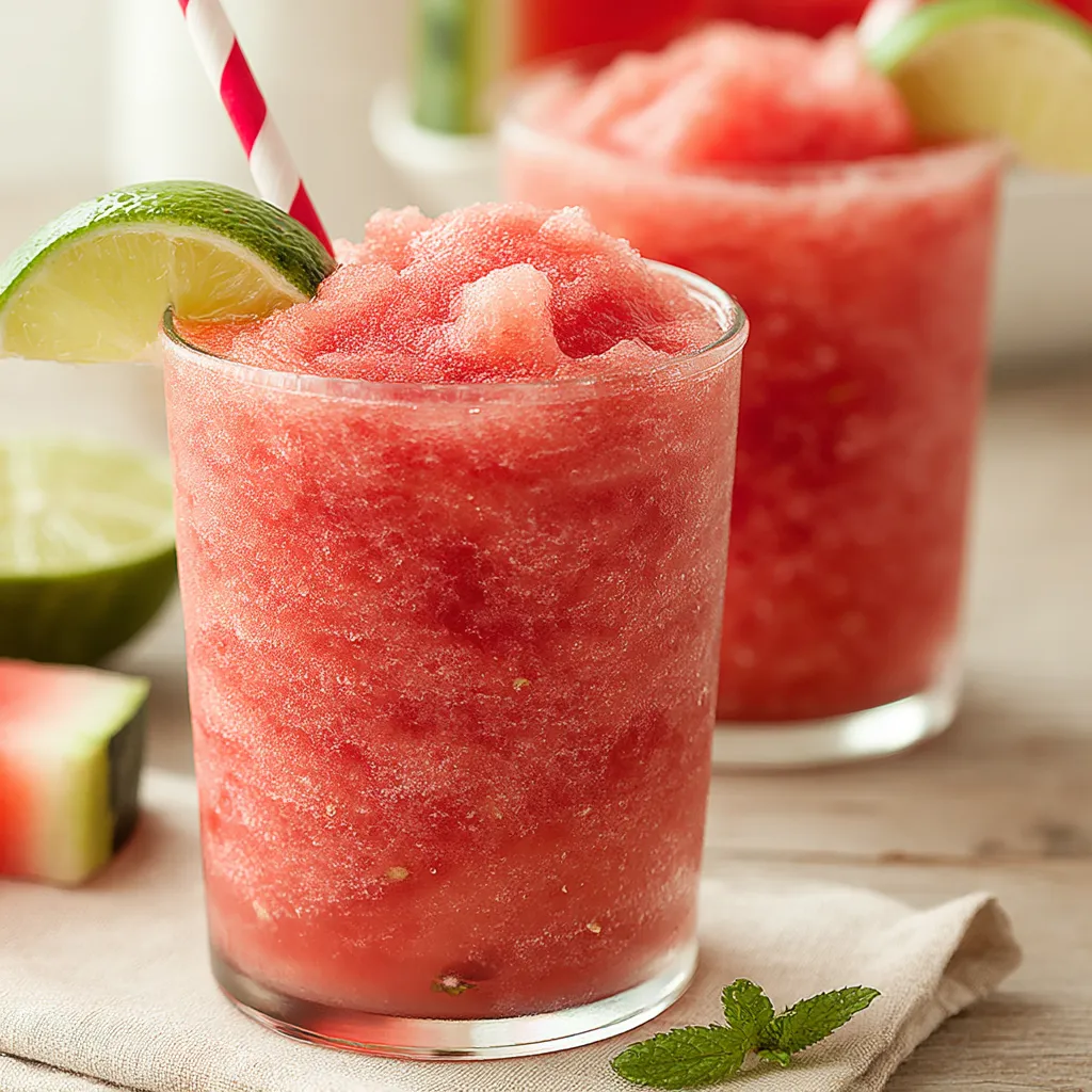 Refreshing watermelon smoothie in a glass. Summer drink.