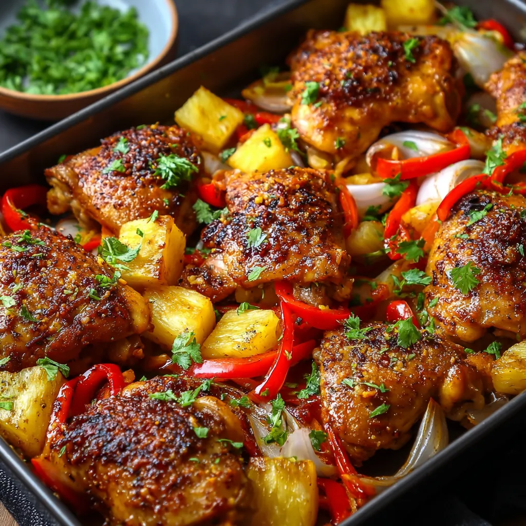 Bored of Boring Bakes? Hawaiian Chicken Sheet Pan!
