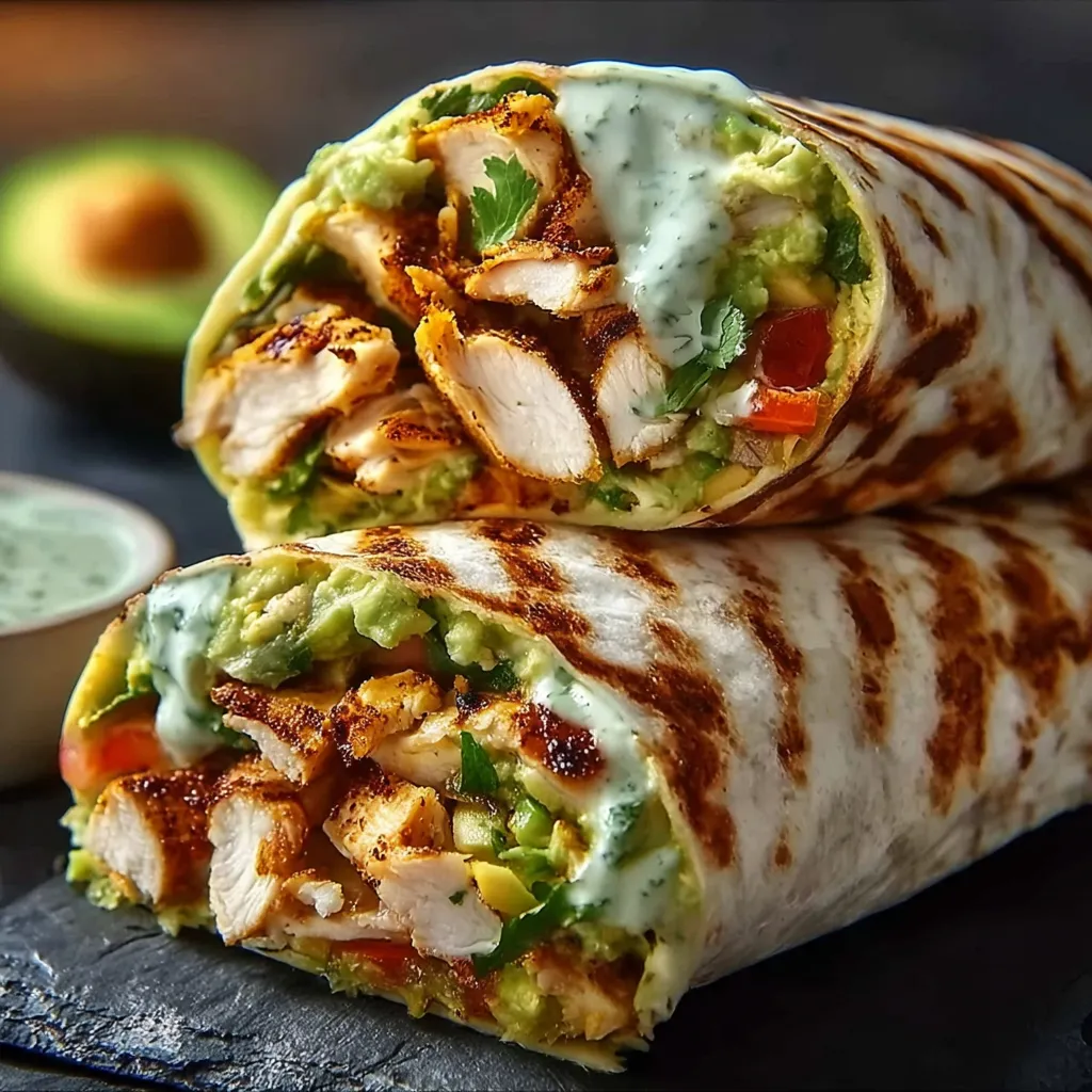 Chicken Avocado Ranch Burrito. Healthy, delicious, and ready to eat.