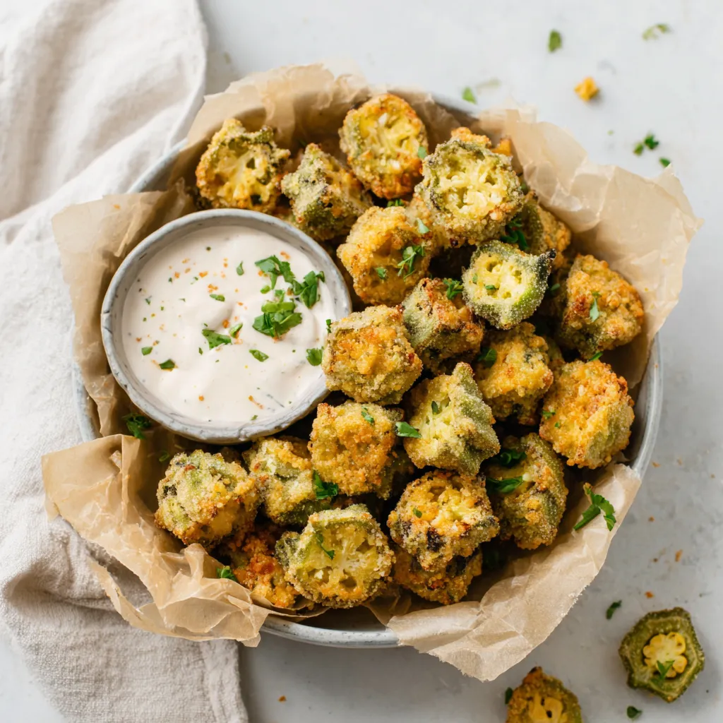 Fried Okra with Buttermilk Dip: Crispy & Creamy!