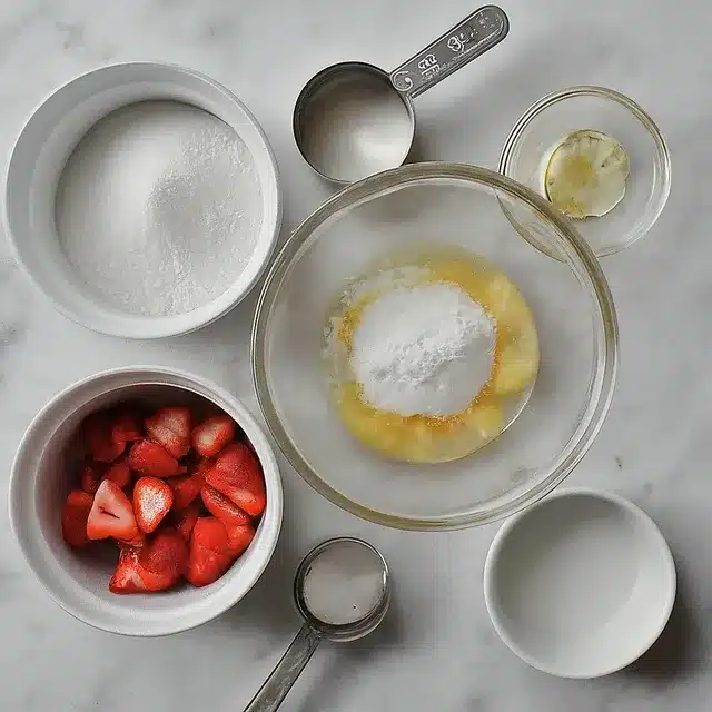 Ingredients for FUDGY STRAWBERRY BROWNIE BLISS
