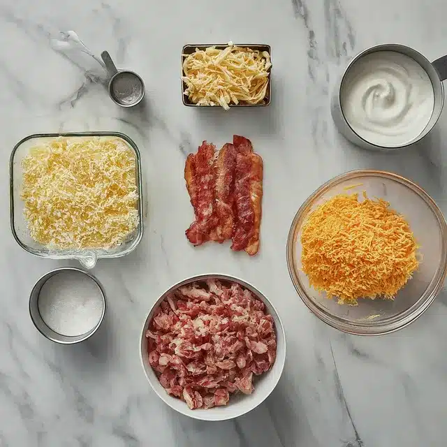 Ingredients for LOADED BACON CHEESE FRIES!