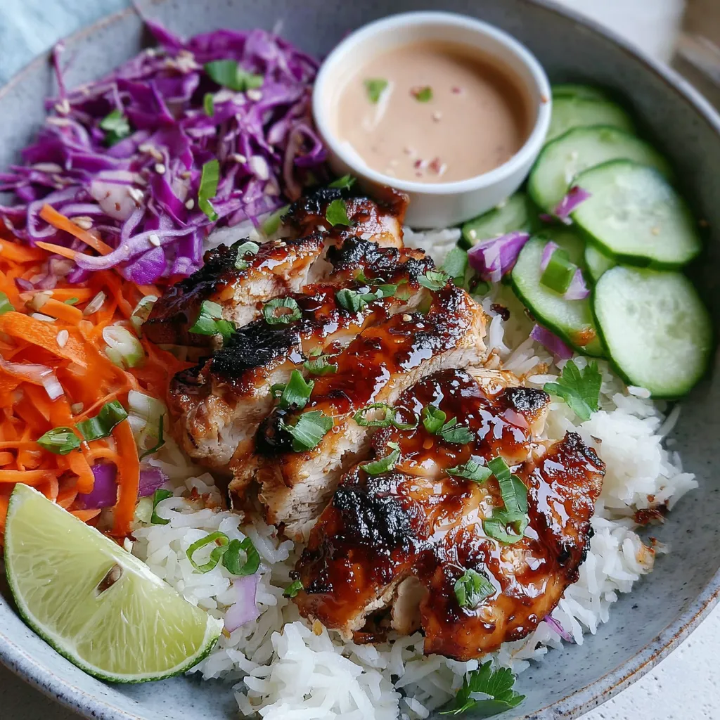 Spicy Bang Bang Chicken Bowl Recipe: Close-up of vibrant, delicious meal.