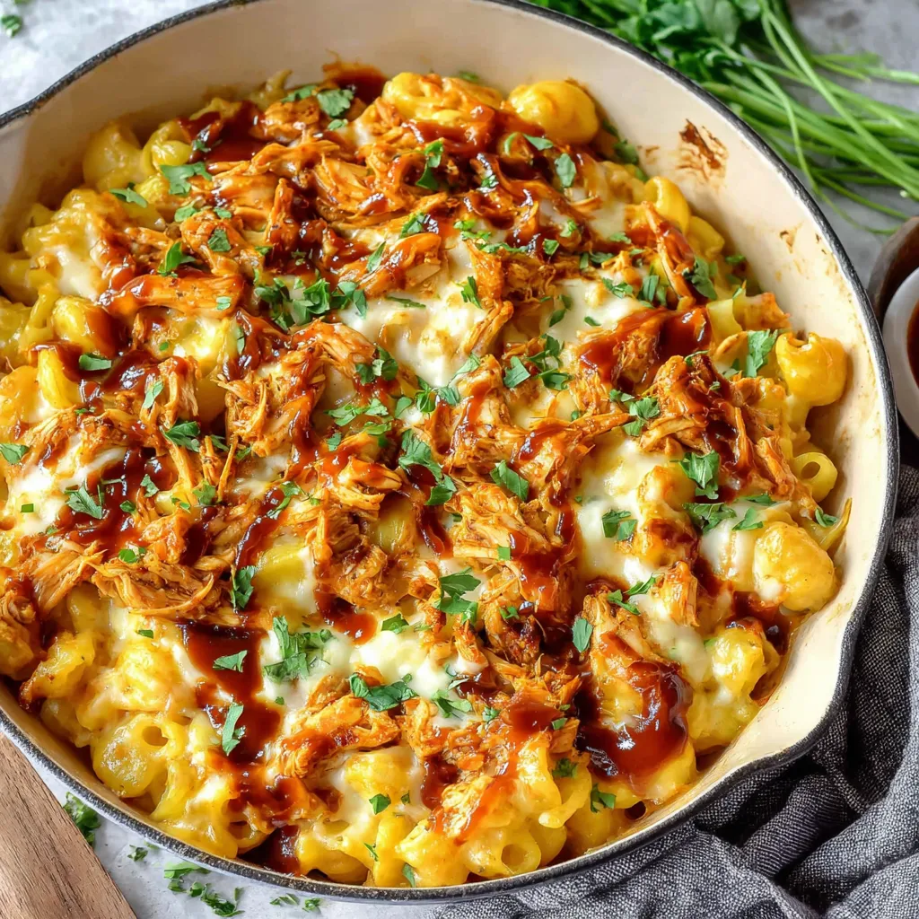 BBQ Chicken Mac and Cheese. Creamy, cheesy comfort food recipe.
