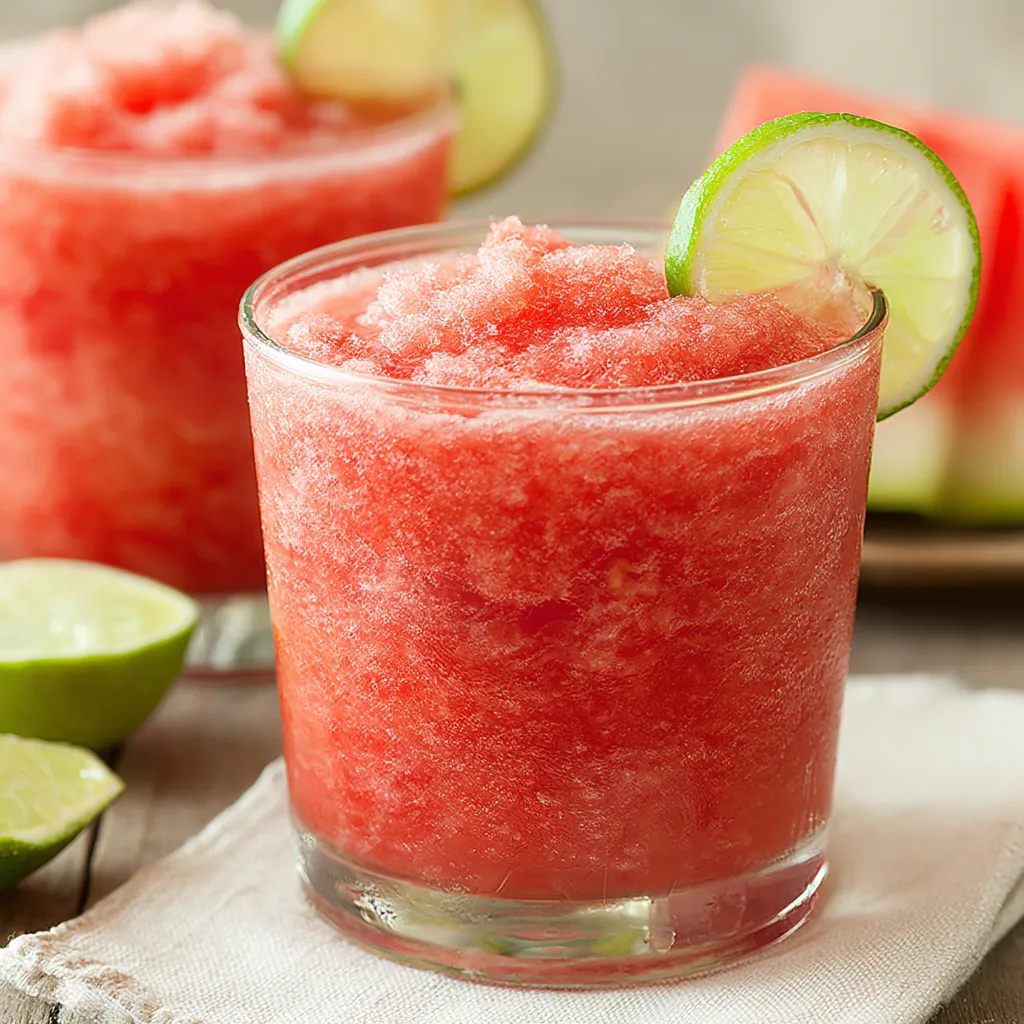 Refreshing watermelon smoothie in glass. Summer drink recipe.