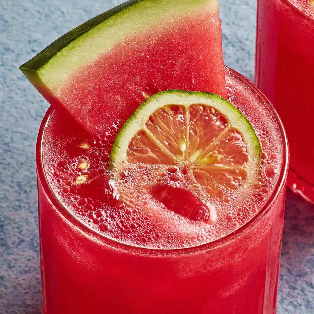 Fresh watermelon lemonade in glass. Refreshing summer drink.