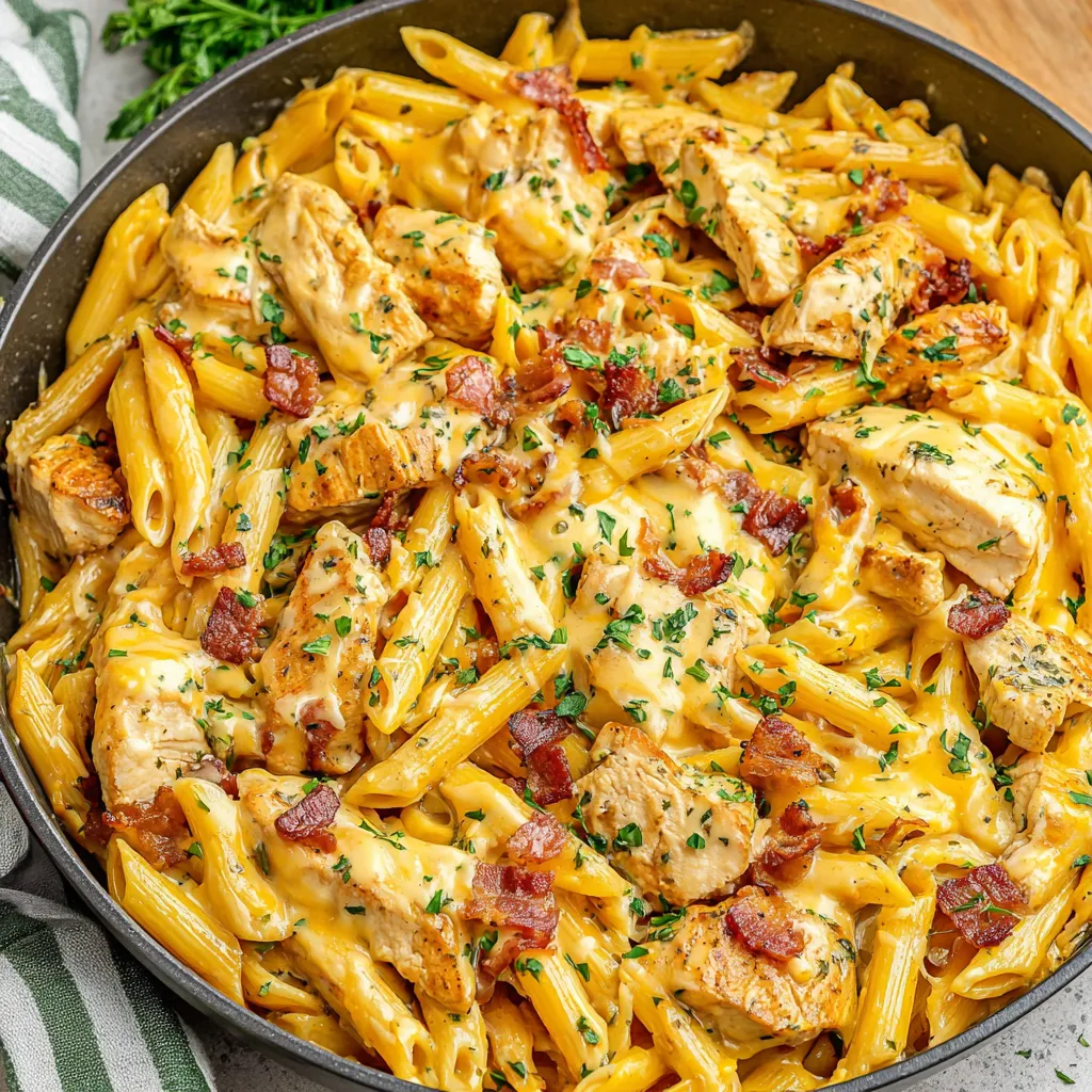 Creamy crack chicken penne pasta in a bowl. Addictive, cheesy dinner!