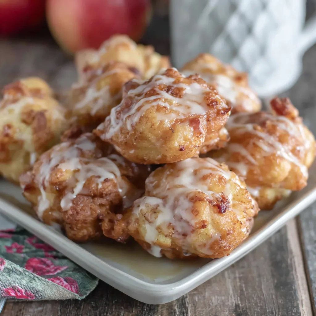 Air fryer apple fritters. Crispy, healthy homemade dessert.