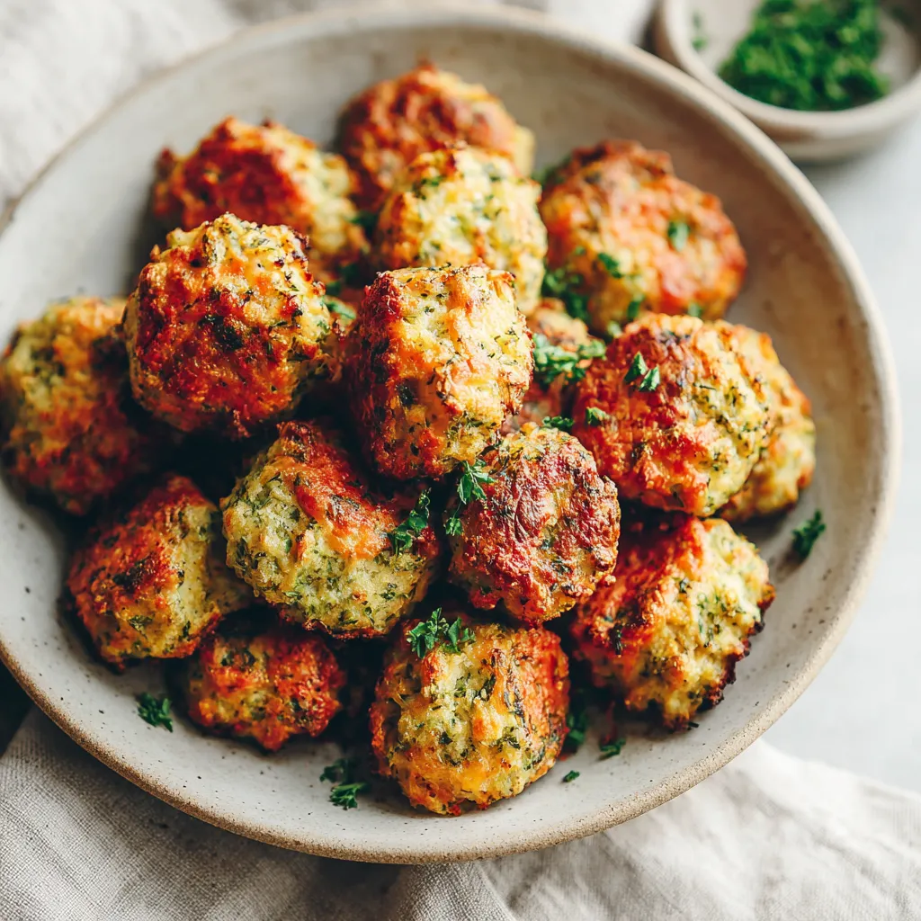 Air fryer broccoli cheddar bites. Healthy snack recipe detail.