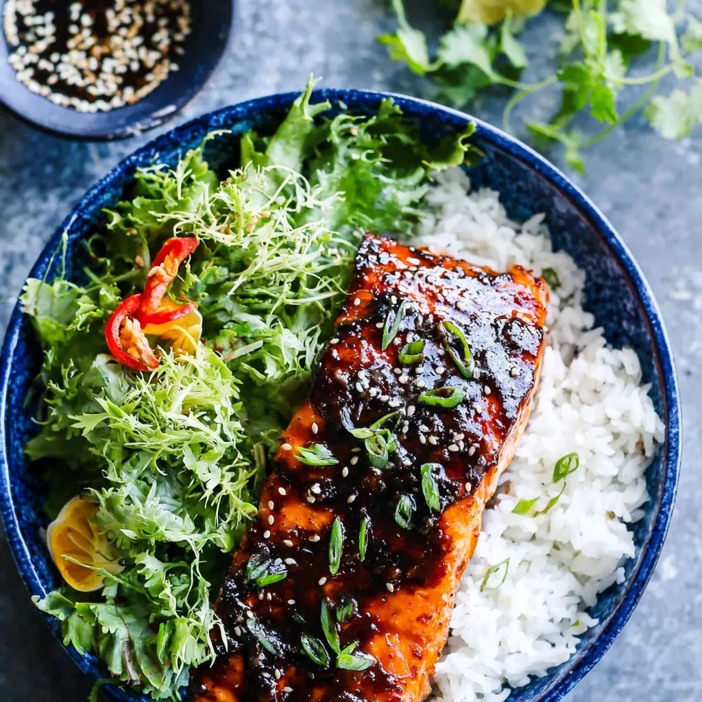 Maple glazed salmon fillets fresh out of the air fryer.