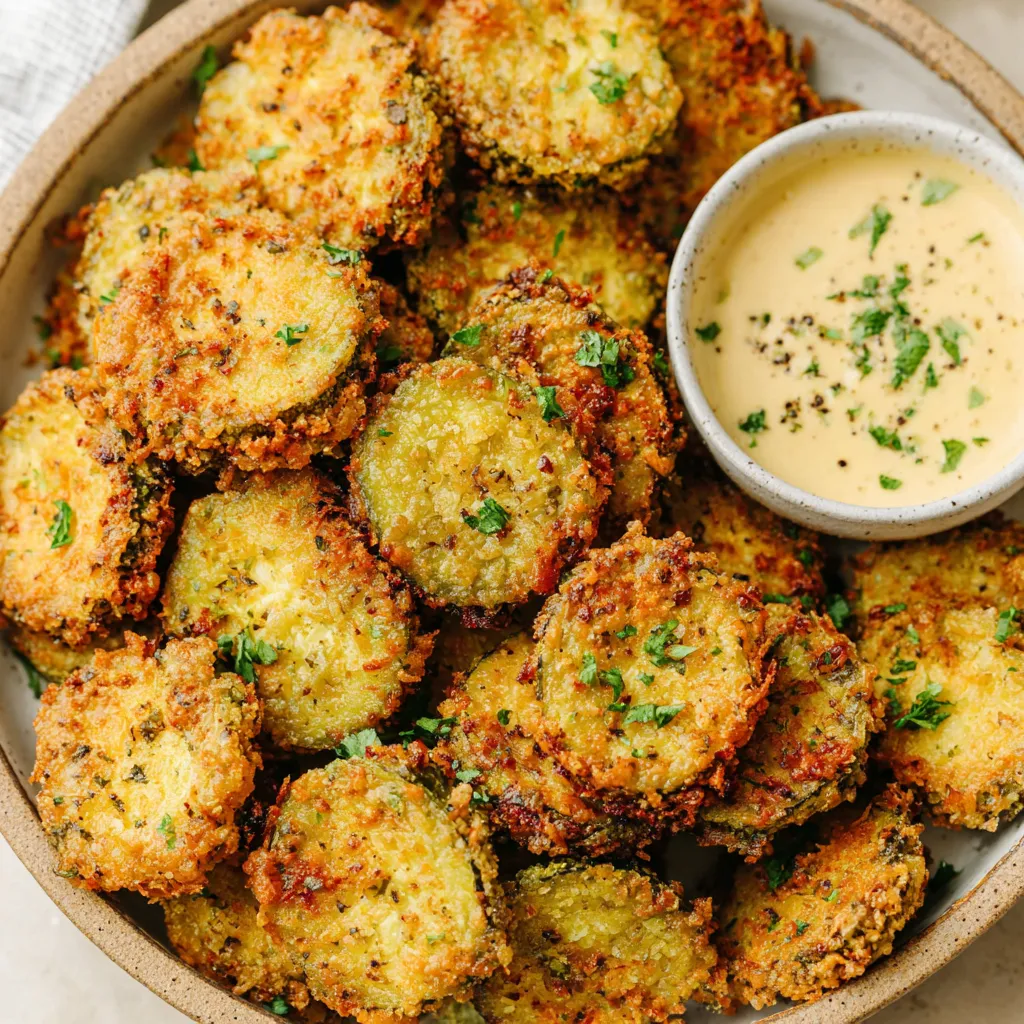 Crispy air fryer fried pickles, golden brown & ready to eat. Easy pickle recipe!