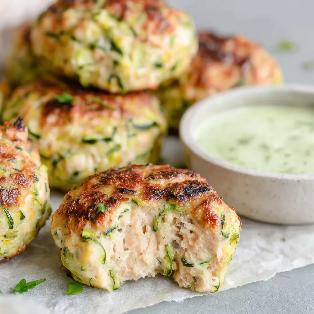 Cheesy chicken zucchini poppers, close-up. Delicious appetizer!