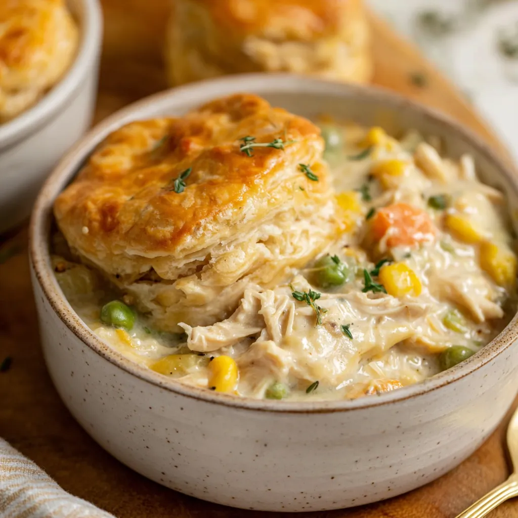 Easy Crock Pot Chicken Pot Pie image showing a second content image of the finished dish.