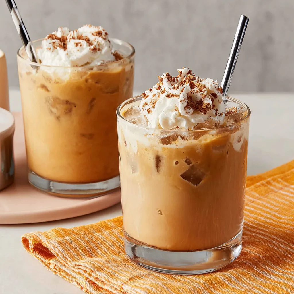 Iced Pumpkin Chai Latte served in a glass embodies the flavors of fall in a refreshing drink.