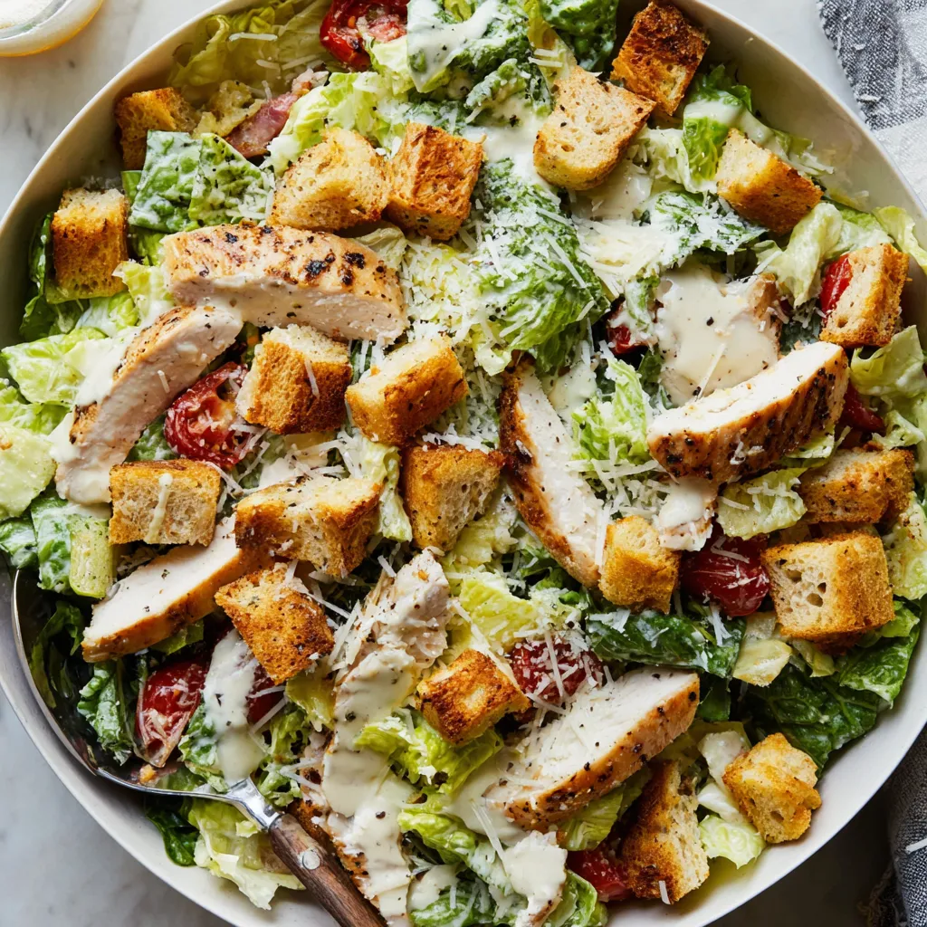 Grilled chicken Caesar salad with easily made homemade croutons showcases a delicious and simple recipe.