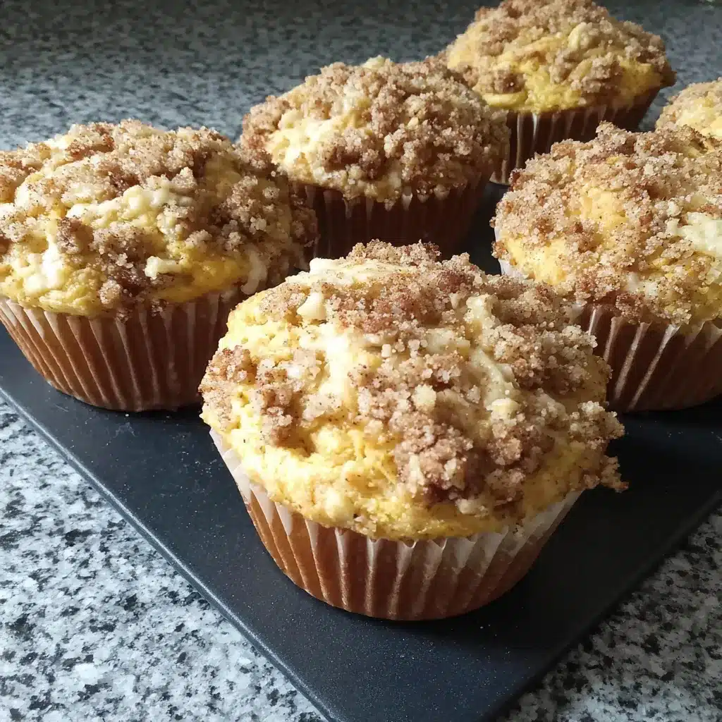 Creamy pumpkin cream cheese muffins, a delectable fall treat, are beautifully displayed in a second image showcasing their irresistible texture and appearance.