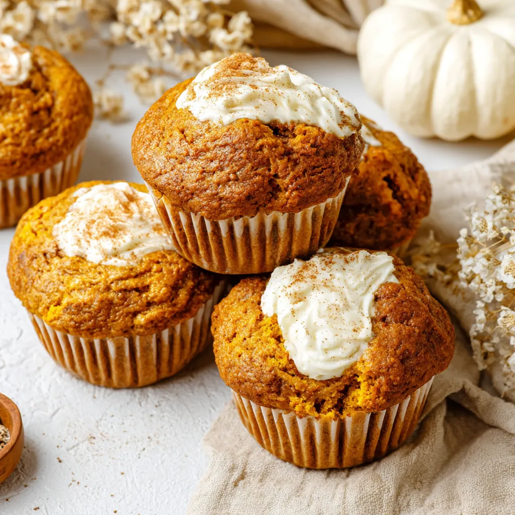 Easy pumpkin cream cheese muffins are displayed in a baking pan, showcasing their delicious texture and inviting appearance for a second look.