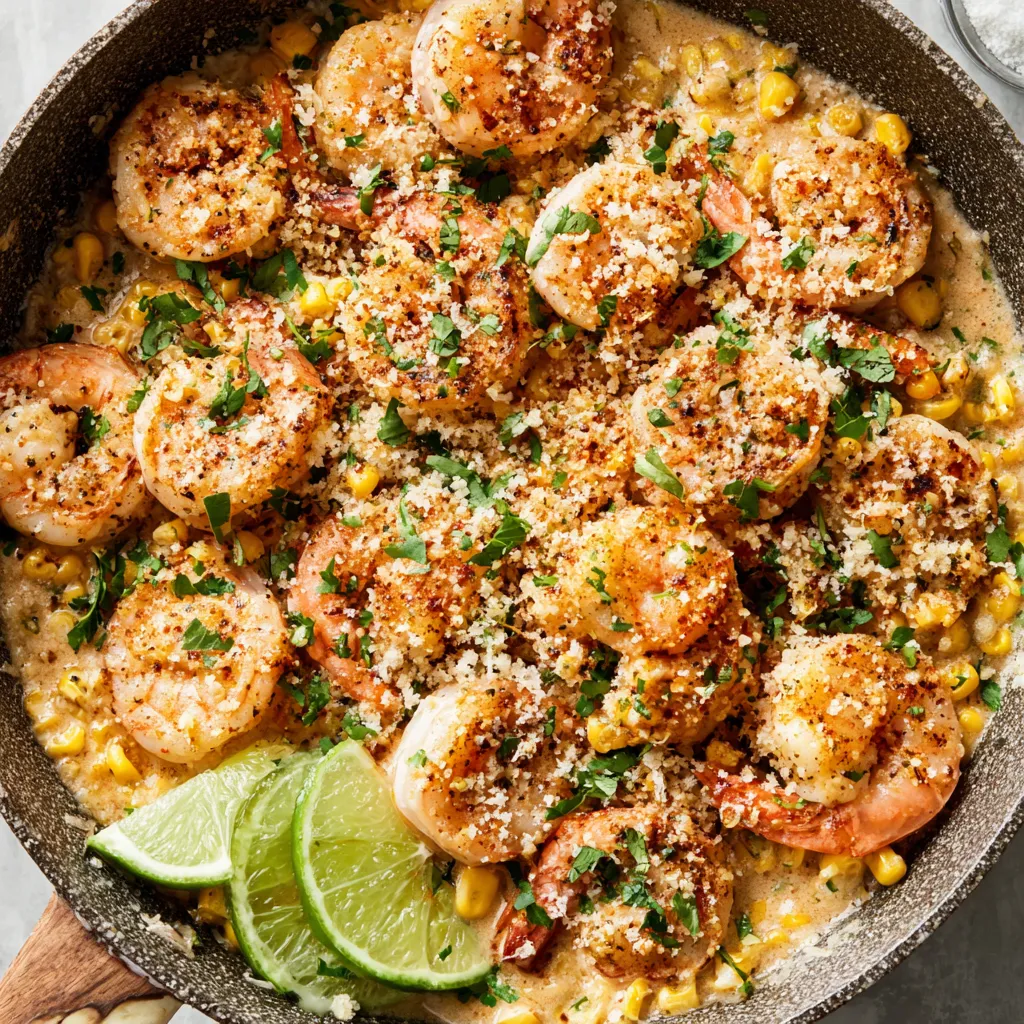 Enjoy a delicious Mexican Street Corn and Shrimp Summer Feast, pictured here as part of our recipe guide.