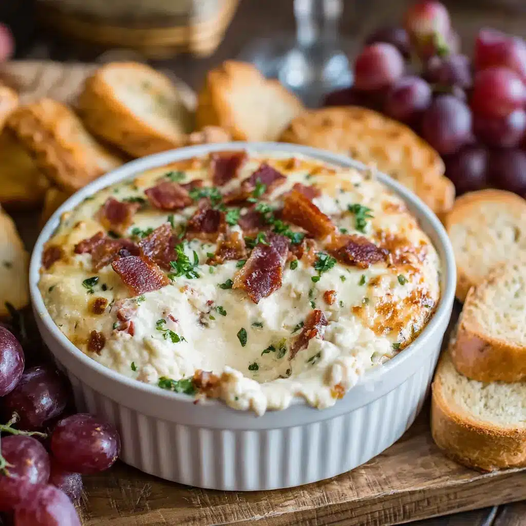 Irresistible Smoked Gouda Bacon Dip, showcasing a creamy and delicious bacon bliss in a content image.