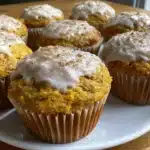 Irresistible pumpkin cream cheese muffins, moist and delightful, showcase a delicious autumn treat.