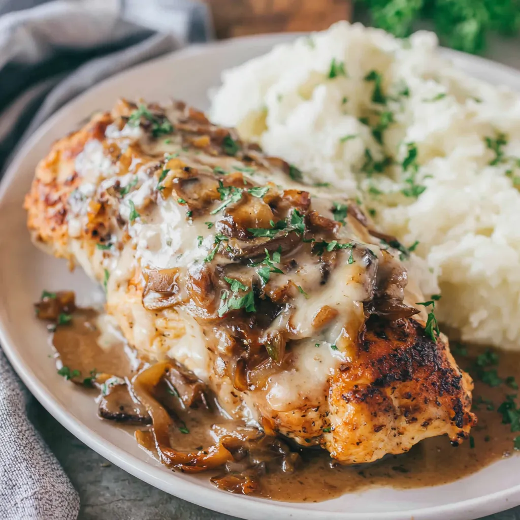 Texas Roadhouse Smothered Chicken with Jack Cheese. Easy recipe!